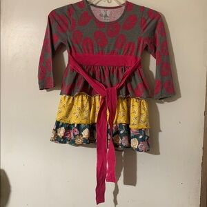 Colorful Long Sleeve Dress with Ruffle Details